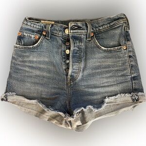 Levi's Premium Ribcage Denim Jean Shorts High Rise Button Fly Cut Off Women’s 26